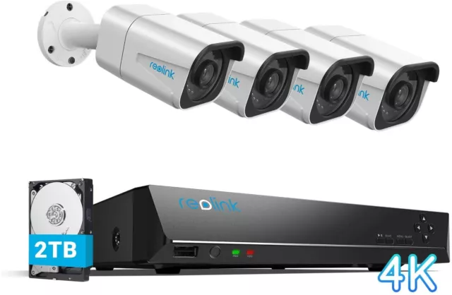 Reolink 4K ultra HD, 8-channel PoE surveillance camera set, 8MP video surveillan
