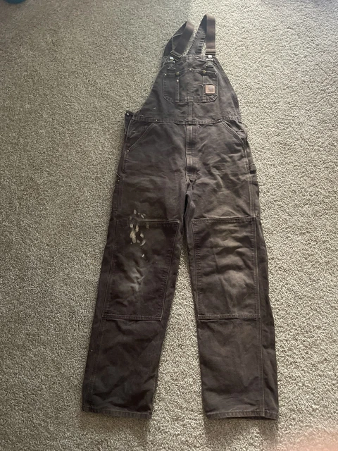 Carhartt Insulated Overall Bib Double Knee Dark Brown 36x36