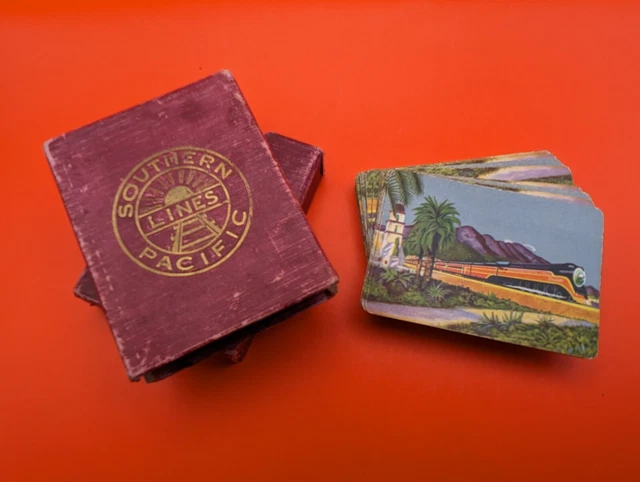 Vintage Deck Southern Pacific Lines Railroad Train Playing Cards Sleeve Box VGC