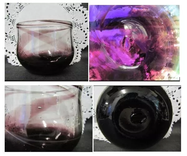 Bowl Amethyst Cranberry swirl Art Glass Hand Blown handmade 12cm x 13cm heavy