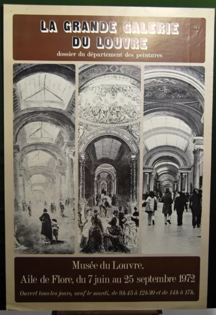 Affiche Ancienne 1972 La Grande Galerie Du Louvre