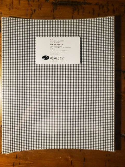 Papel de montaje fotográfico Gingham negro 10x12 10 hojas recuerdos creativos