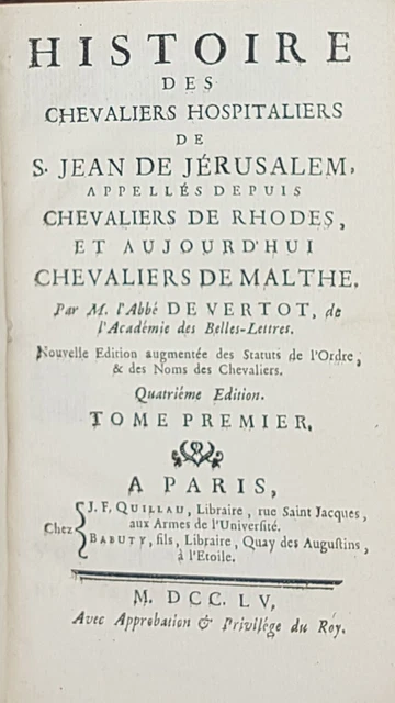 Histoire des chevaliers de Malthe. De Vertot. 7 vol. 1755.