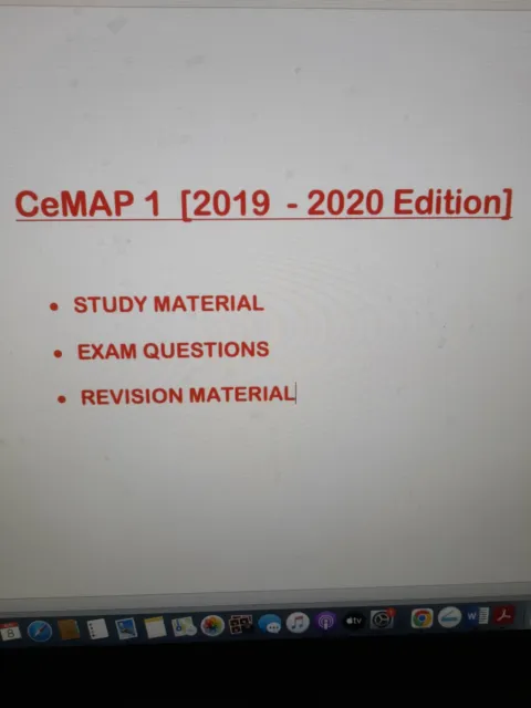 CeMAP 1 STUDY MATERIAL/ EXAM QUESTIONS/ REVISION MATERIAL