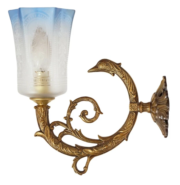 Design Type Deco Wall Light " Golden Phoenix " Gold Blue Unique