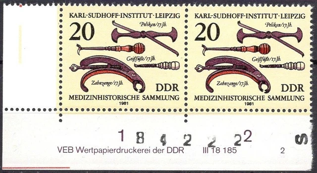 DDR 1981 Mi.Nr. 2641 ** postfrisch Eckrand mit DV Druckvermerk FN 2