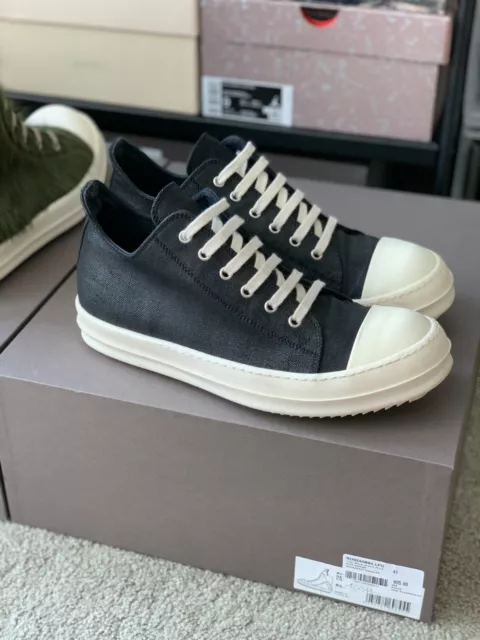 RICK OWENS DRKSHDW FW15 Waxed Canvas Ramones Low Sneaker Size 42