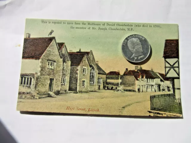 CHAMBERLAIN'S MALTHOUSE? , LACOCK, WILTSHIRE used antique postcard  1909 pm