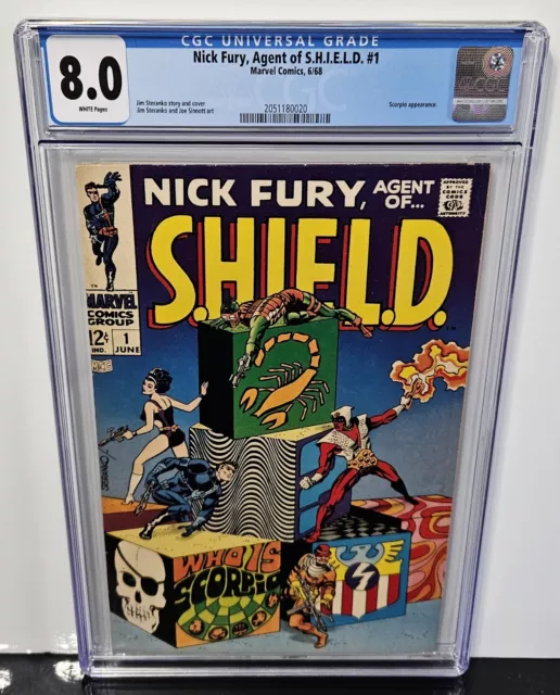 💥 CGC 8.0 NICK FURY AGENT OF SHIELD #1 1968 White Pages KEY Issue