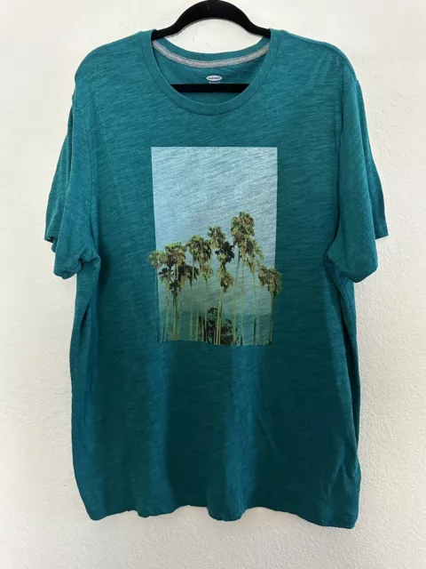 NWOT Old Navy Palm Trees Teal Green Graphic T-shirt Mens XXL