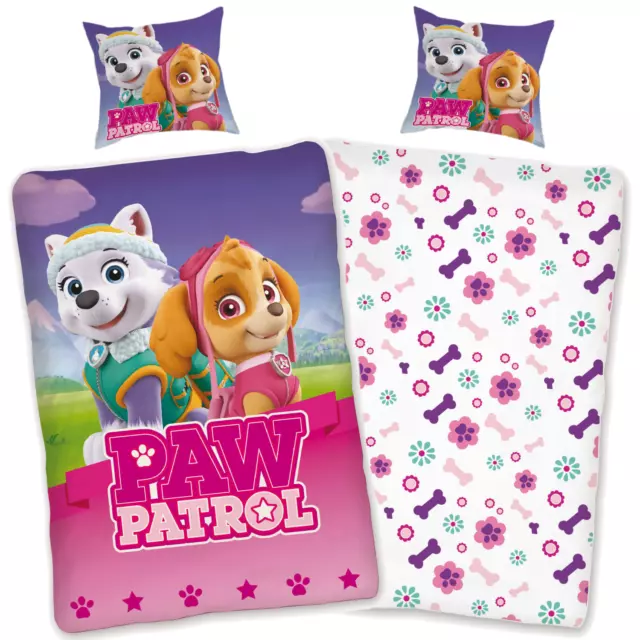 Paw Patrol Bettwäsche Mädchen 135x200 80x80 Baumwolle Kinderbettwäsche 2 tlg Set 2