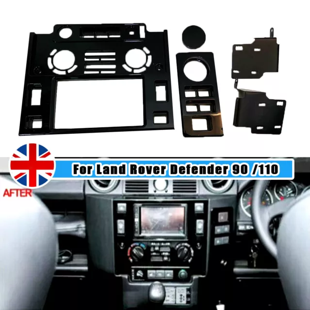 Double 2 Din Dash Head Unit Fascia Panel Set For Land Rover Defender 90 / 110 UK