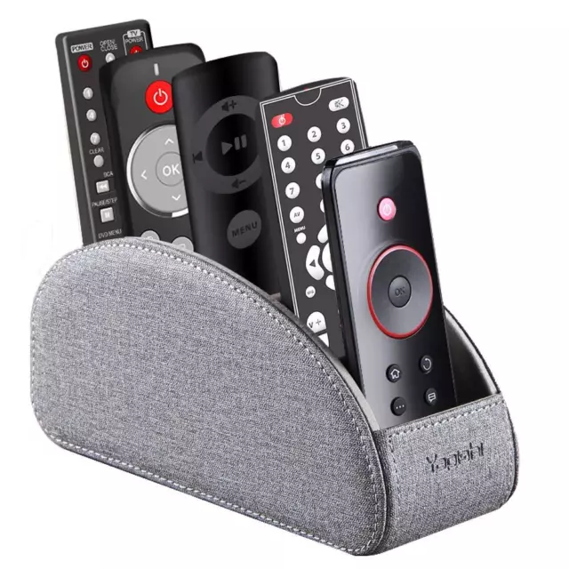 TV Remote Control Holder with 5 CompartmentsPu Leather Remote Caddy/Box/Tray ...