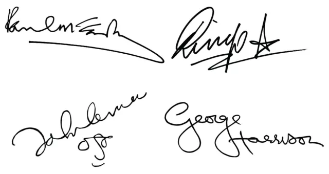 THE BEATLES Autograph Signature VINYL DECAL Sticker Paul, John, George, Ringo 4