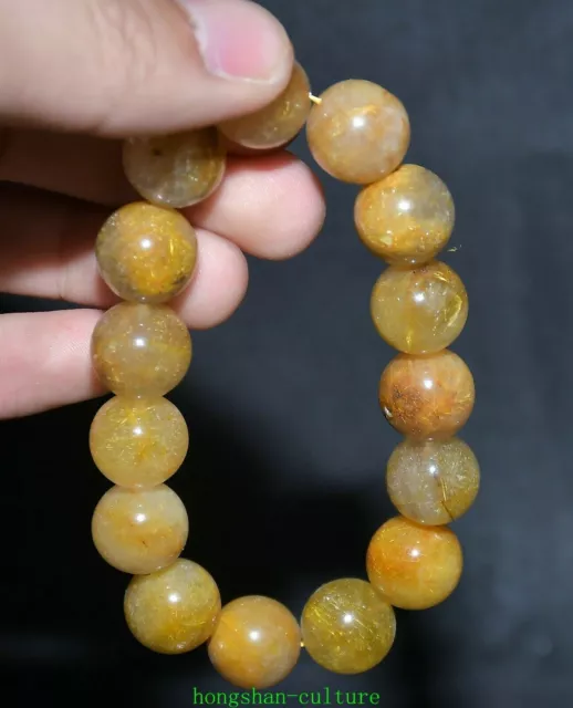 4" Old Natural Hetian Jade nephrite Dynasty Round Bead chaîne bracelet