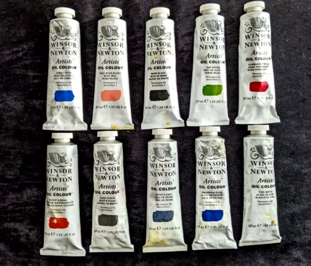 Winsor and Newton artists oil paint series 10 x 37ml tubes series 4 ,2 and 1 .