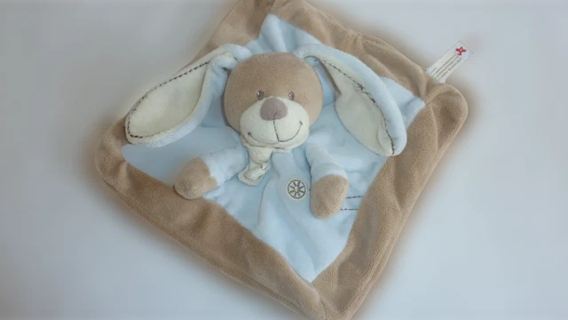 Doudou lapin plat bleu marron Nicotoy Simba Dickie
