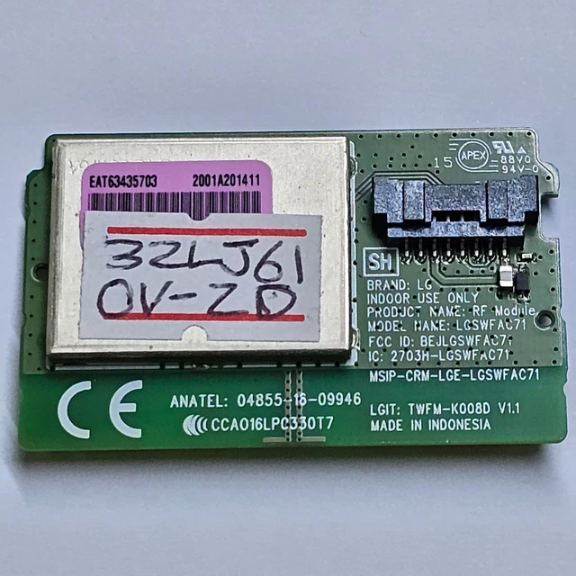 CARTE WIFI / BLUETOOTH for TV LG 55UM7400PLB modèle LGSBWAC92