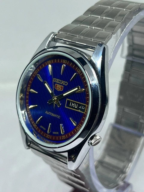 Comfortable Seiko 5 Automatic Day And Date Blue Watch Free Shipping Japanese