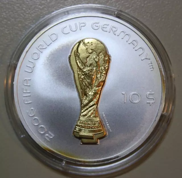 Fiji Islas 10 Dólar Plata 1 Onza + 2005" Soccer Wc 2006" #F5390 Reverse Proof