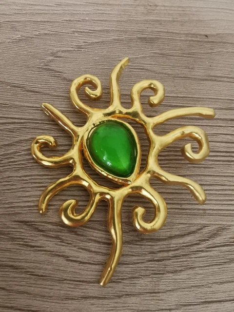 Broche Art Déco En Métal Doré - Bijou Vintage En Très Bon état