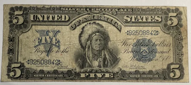 1899 $5 Silver Certificate "Chief", Fr-271, Nice Original Fine )