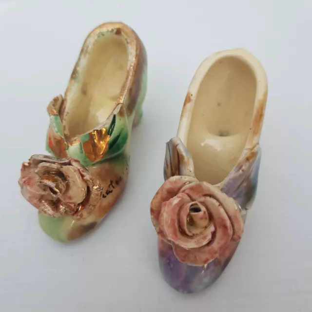 Vintage pottery Collectable Miniature Shoe tiny small hand made