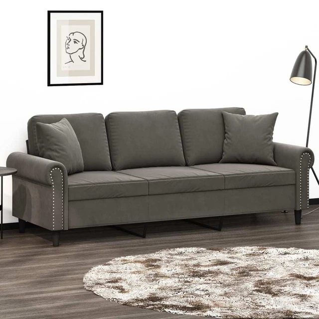Sofa Sectional Couch with Pillows and Cushions for Living Room Velvet vidaXL