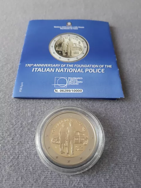 2 Euro Gedenkmünze Italien 2022 PP Polizei lose ohne Etui/Umverpackung