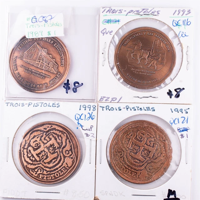 $1 Trois-Pistoles Quebec 1989, 93, 95 & 98 Canadian Municipal Tokens Cu