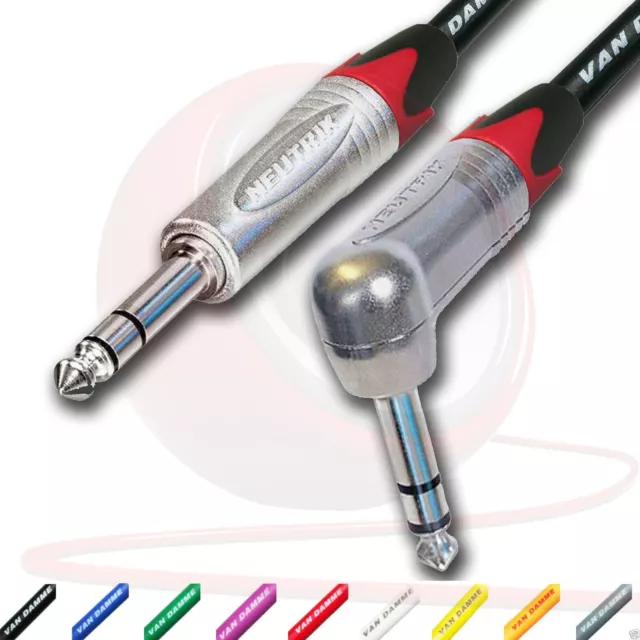 ¼" Jack to ¼" Jack Lead. RED MARKING 6.35mm, TRS, Stereo, Balanced Cable. 3m 10m