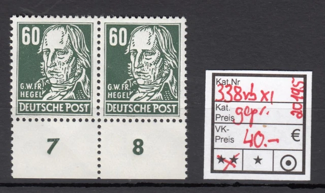 GDR 1952, Mich No 338 Vb Xi Signed Pair Of