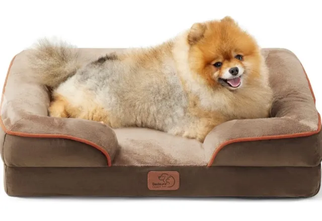 BEDSURE Small Orthopedic Dog Bed, Bolster Dog Beds For Small Dogs - Foam Sofa Wi