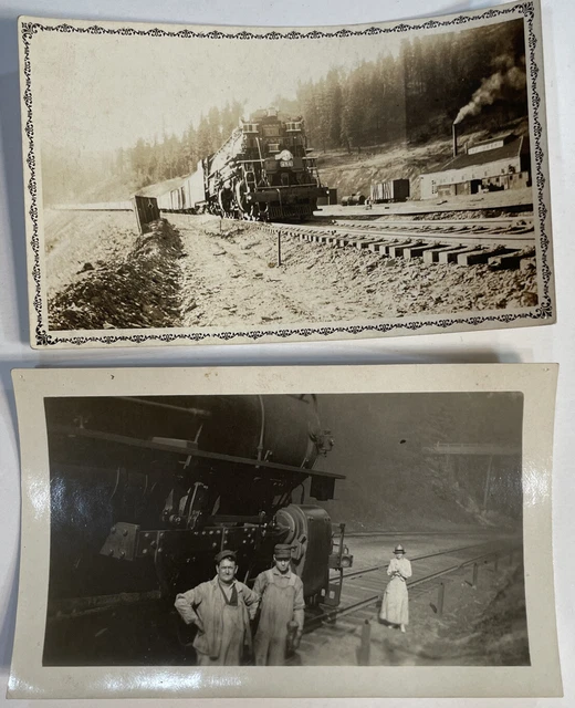 Vintage 1940’s Railroad Locomotives Depot And Engineers Lot Of 2 Pictures