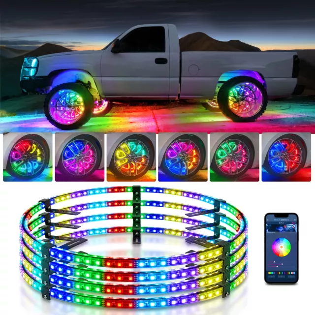 3-Row Brightest RGB 17.5 inch LED Wheel Ring Lights For Truck Bluetooth +  Remote | eBay