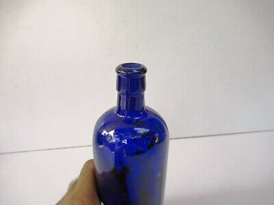 Antik Gift Flasche Glas Kobaltblau Pharmacy Apotheker & Medizin Chemis " F4 3
