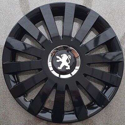 Black Gloss 4 x 14" wheel trims,hubcaps  to fit Peugeot 107