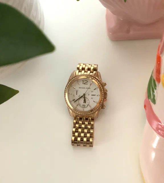Michael Michael Kors Womens Watch Rose Gold Tone Stainless Steel Needs Battery