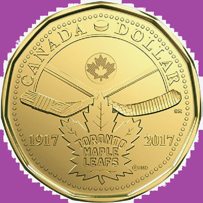 2017 Canada Toronto Maple Leaf Loonie Coin in Mint Cello. UNC One Dollar $1 Loon