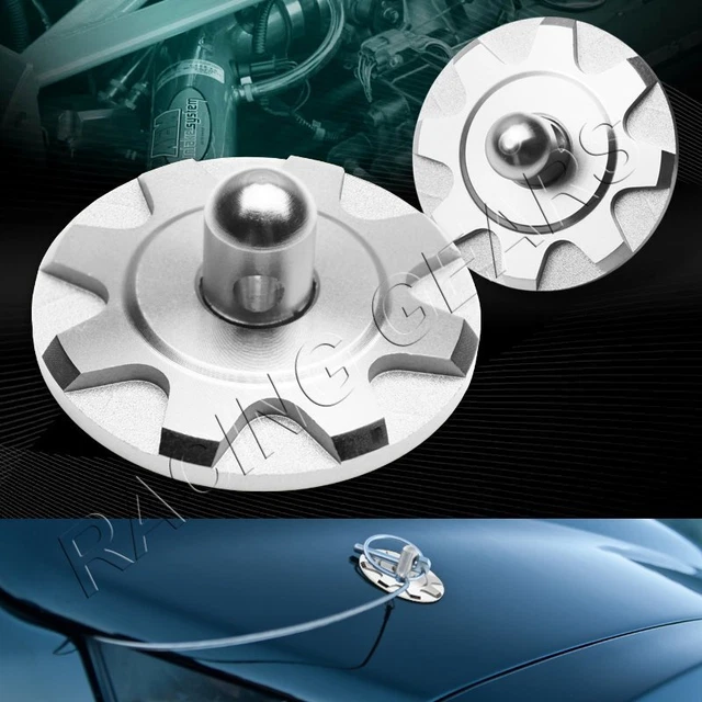 Silver Aluminum Security Racing Sport Bonnet Appearance Kit Hood Pins Lock Latch
