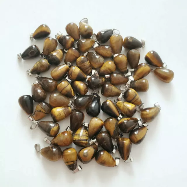 Wholesale Lot 50pcs Natural Tigers Eye Stone tears Gemstone charms Pendant