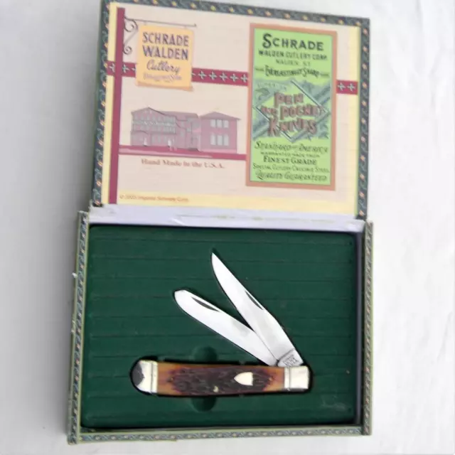 SCHRADE USA 2003 Trapper limited edition "cigar box" knife w jigged bone; NIB