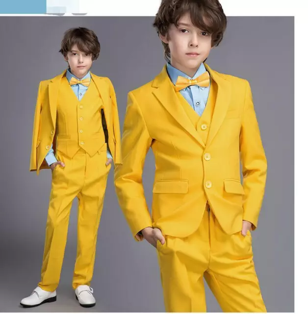 Boys Suits Yellow Suit Waistcoat Suit Wedding Party Formal Page Boy Suit ST003