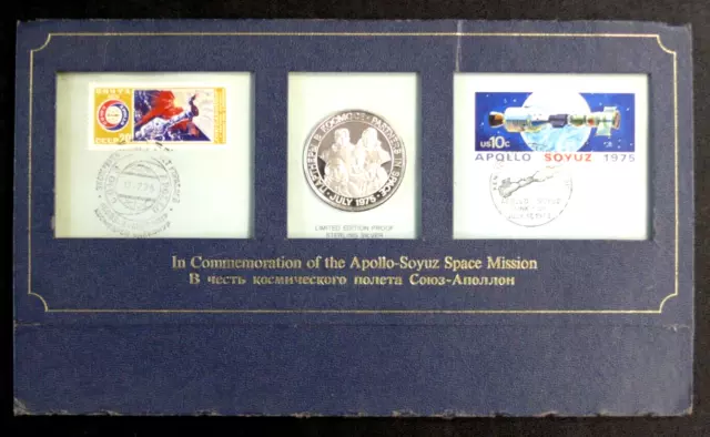 Encart Timbre / Medaille : Russie / Usa - Apollo / Soyuz 17 Juillet 1975 Tbe