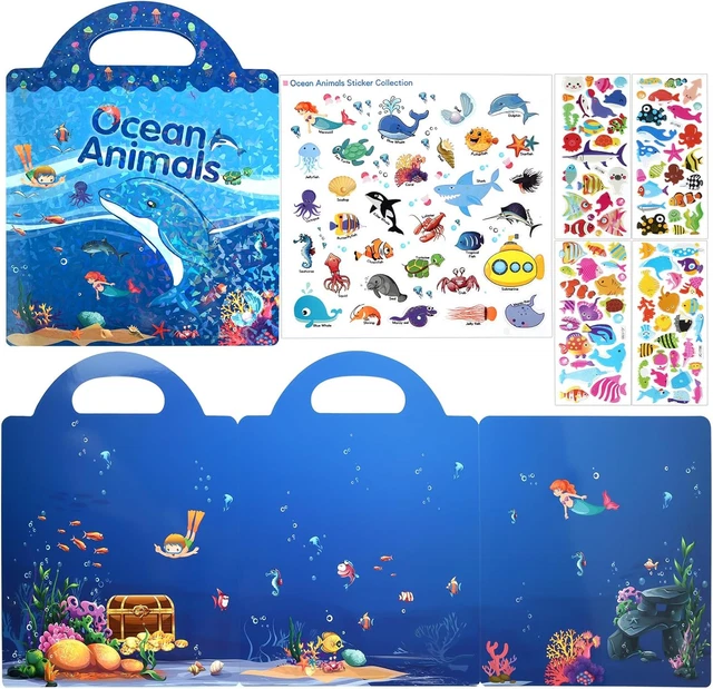 4 Pezzi Libro Adesivo per Bambini Riutilizzabile, Libri di Ddesivi 3D per Bambini Portatile, Libro Adesivo 3D Promuove lo Sviluppo Della Prima