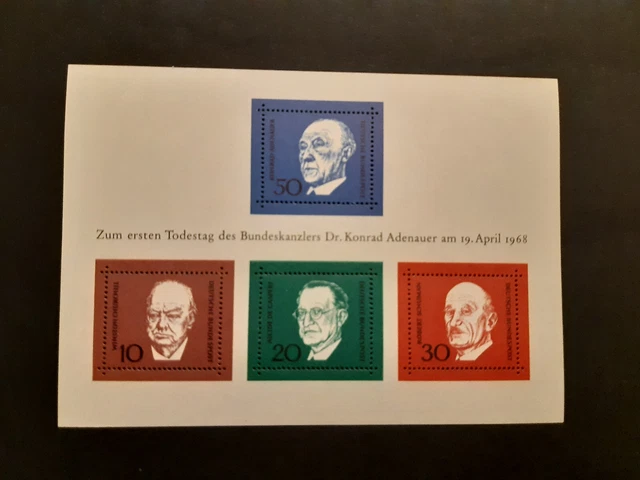 Sondersatz Todestag Adenauer postfrisch