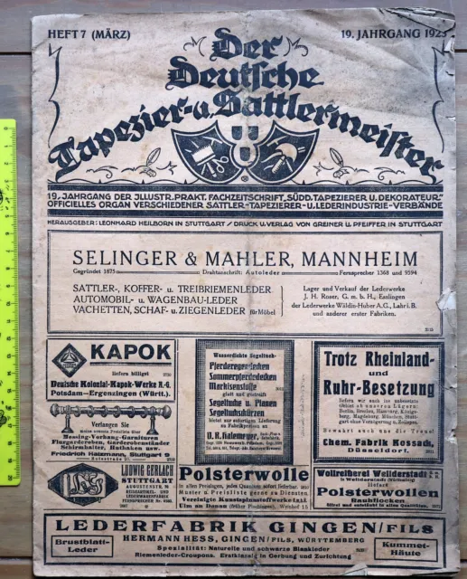 2 Zeitschriften Sattler Tapezierer - von 1923 und 1941