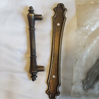 pair of vintage brass pulls bs 10523 drawer pull with backplates 2
