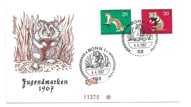 Briefmarken, Deutschland, ETB Jugendmarken 1967 , Tiere, Hamster