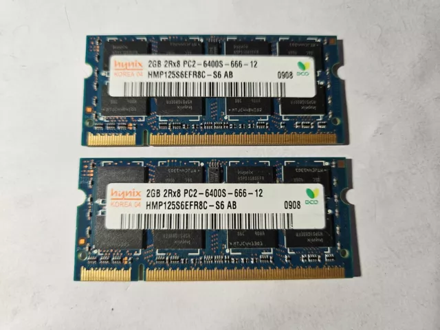 4GB ( 2 X 2GB ) PC2-6400 DDR2-800 MHz Laptop RAM HYNIX HMP125SEFR8C